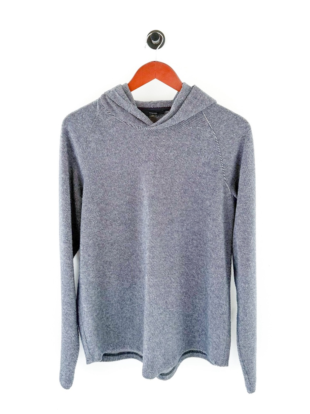 NEW Vince Men's Lightweight Hooded Sweater Navy Blue and Gray M Modal Textured